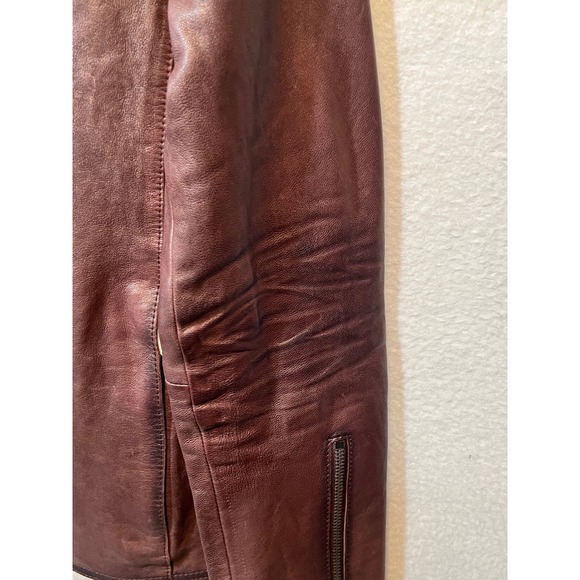 John Varvatos Mens Leather Jacket Oxblood Size 46 Moto Biker Style NEW WITH TAG - Picture 13 of 16